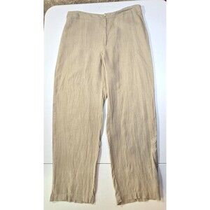 VTG Chico’s Design 100% Linen Beige Pants Straight Leg Summer Sz 2 - Large